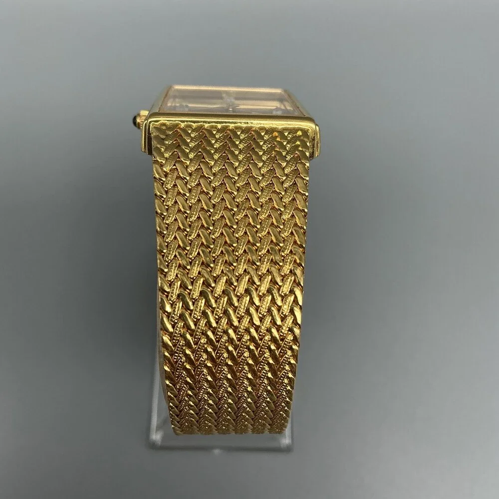 Xavier Womens Watch 25mm Black Dial Gold Tone Bracelet Gem Markers New Battery